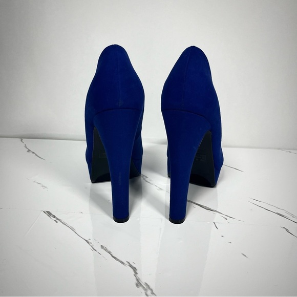 CHARLOTTE RUSSE Blue Platform Pump Women’s Microfiber Heels Size 8 - Picture 5 of 14